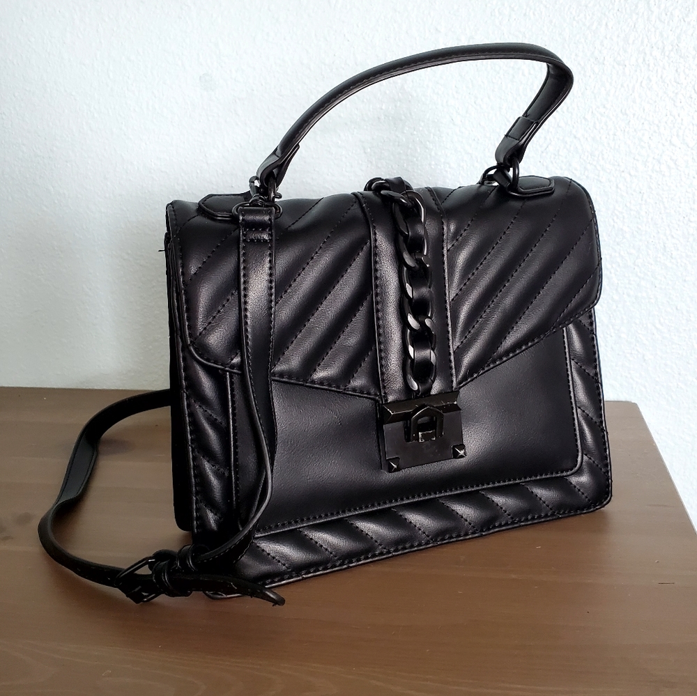 Black Studded ALDO Top Handle Bag With Detachable Crossbody Strap